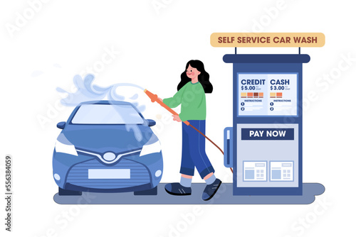 Self Service Car Wash Illustration concept on white background