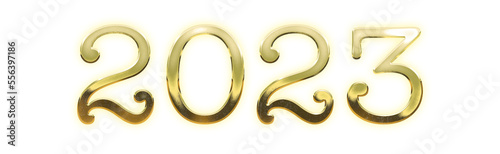 happy new year 2023 gold writing png isolated on transparent background