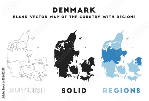 Denmark map. Borders of Denmark for your infographic. Vector country shape. Vector illustration.