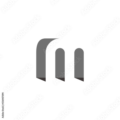 letter m 3d shadow flat simple logo vector