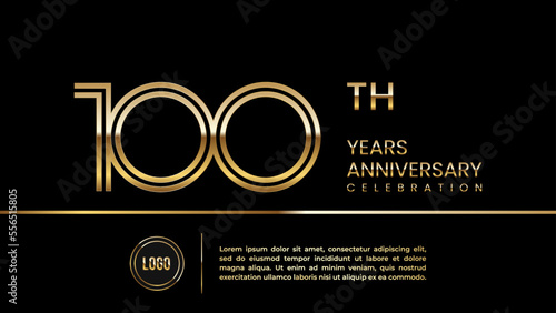 100th anniversary celebration template design with double line concept. Logo Vector Template Illustration