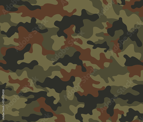  Forest texture camouflage, army seamless pattern, vector military print, disguise, green brown spots.