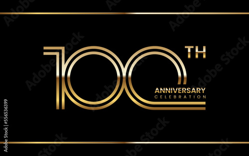 100th anniversary logo design with double line concept. Logo Vector Illustration
