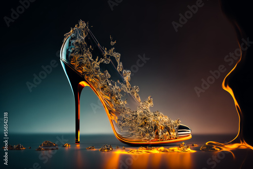 Abstract high heel women shoes. Fashion background. Image created with Generative AI technology.