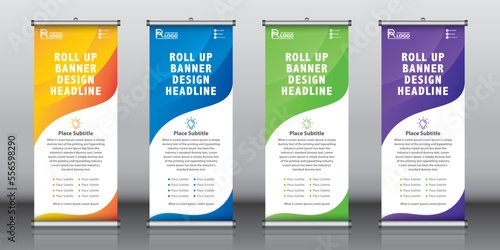 Roll up banner design template vector, abstract background, modern x-banner, rectangle size