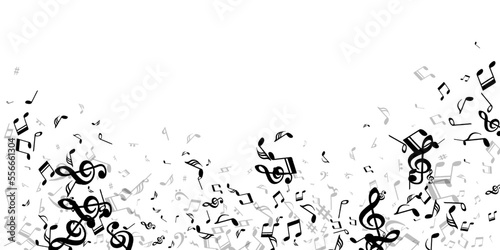 Music notes flying vector pattern. Melody