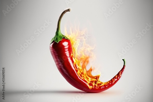 a red hot chili pepper with a flame on it's side. generative AI