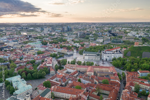 Vilnius Old Town with Cathedral Square in Background. Vilnius is Famous of Unesco Heritage Old Town Buildings. One of the most beautiful Baltic Countries
