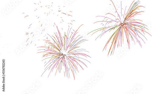 Isolated rainbow colored fireworks streaming