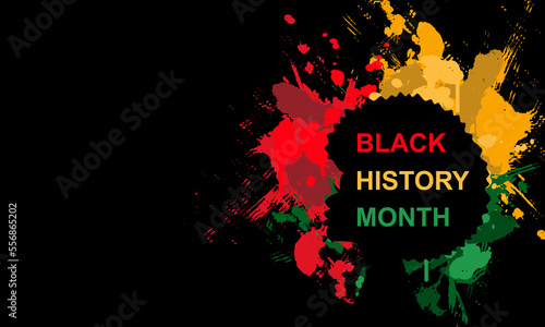 one person black man or woman side view potrait silhouette ,confident pose with red,yellow and green color paint art symbol of black history month on black background