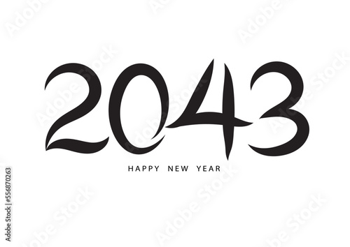 2043 happy new year black color vector, 2043 number design, 2043 year vector illustration, Black lettering number template, typography logo, new year celebration, Holiday greeting card design