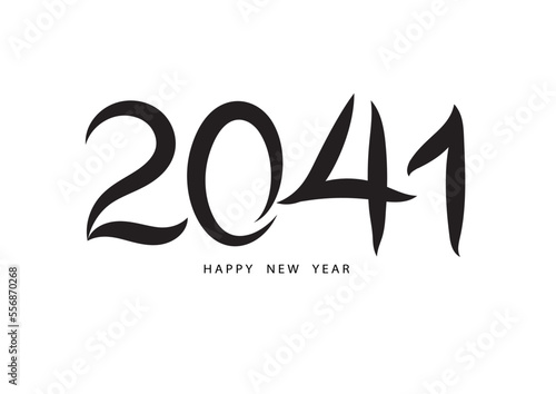 2041 happy new year black color vector, 2041 number design, 2041 year vector illustration, Black lettering number template, typography logo, new year celebration, Holiday greeting card design