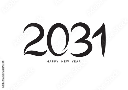 2031 happy new year black color vector, 2031 number design, 2031 year vector illustration, Black lettering number template, typography logo, new year celebration, Holiday greeting card design