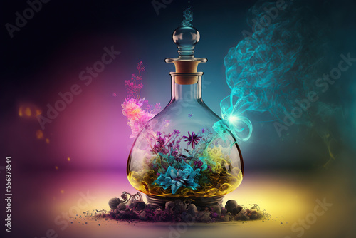 bottled incense visual aromatherapy healing concept - generative ai