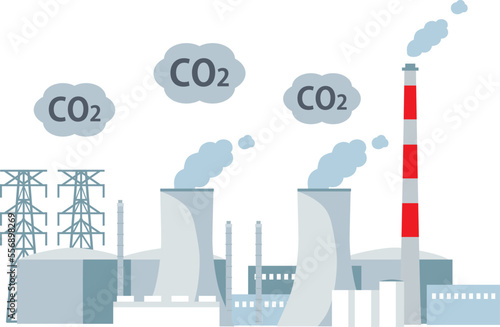 CO2を出す石炭火力発電所 イラスト