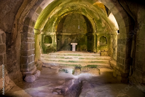 Old chapel carved into the rock in the hermitage monastery of San Pedro de Rocas. esgos. Ourense