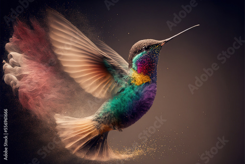 Digital creativity concept with humming bird flying, Generative AI illustration
