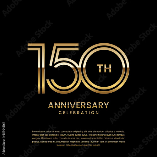 150 year anniversary celebration. Anniversary logo design with double line concept. Logo Vector Template Illustration