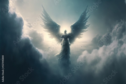 silhouette of a angel in the sky Ai generative