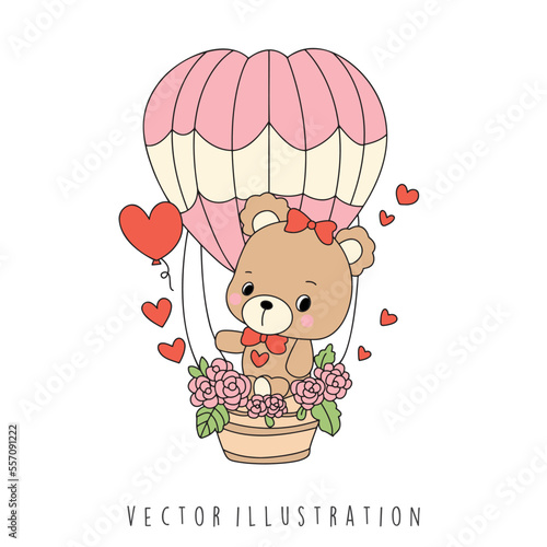 bear with hot air ballon