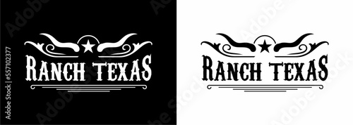 Texas Rabch Country Western Bull Cattle Vintage Label Logo Design