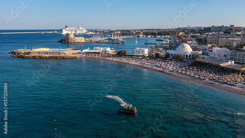 Aerila view from Elli beach in Rhodes island Greece 