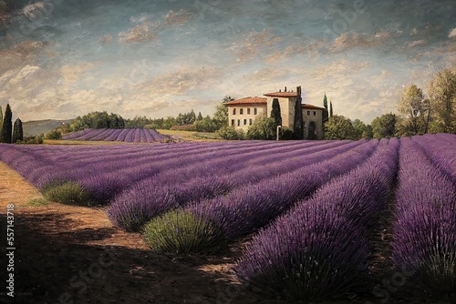 Luxury mansion in Tuscany by the lavender field 