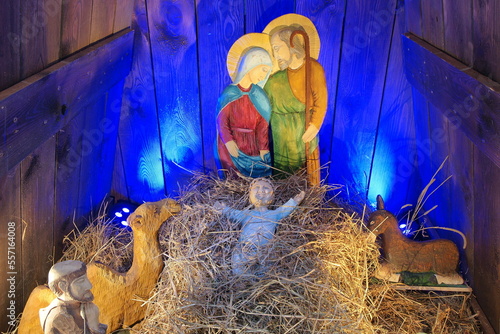 Boże Narodzenie. Szopka. Maryja, Józef, Jezus. Polska - Mazury - Warmia.