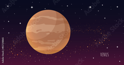 Venus planet. Collection of Planets of solar system. Cartoon style vector illustration isolated on white background. Space galaxy background cartoon universe, cosmos dust scenery.