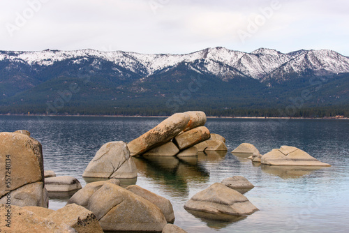 Lake Tahoe with snow capped mountain