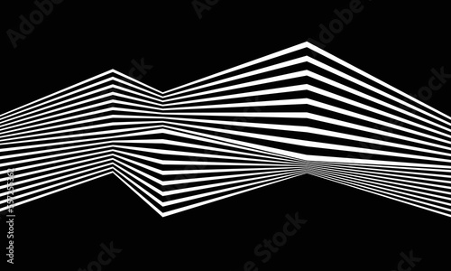 Abstract background with zigzag lines. Stripes optical art illusion.