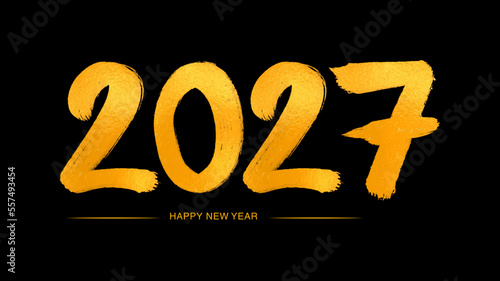 Happy new year 2027 Golden numbers handwritten calligraphy, 2027 year vector illustration, New year celebration, Gold 2027 Number design on black background, typography lettering text vector
