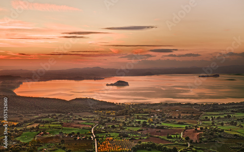 Montefiascone, Viterbo, Lazio, Italy: landscape at sunset of the Lake Bolsena
