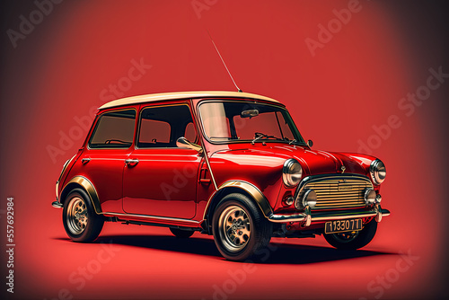 Red mini cooper on ruby background