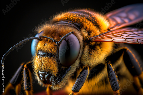 Futuristic bee in macro view. Gen Art