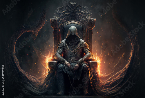 demon sitting on a throne