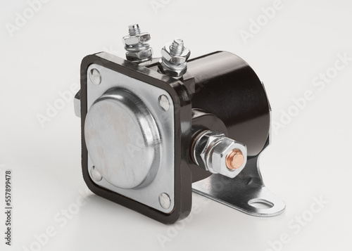 Standard two pole solenoid starter on white