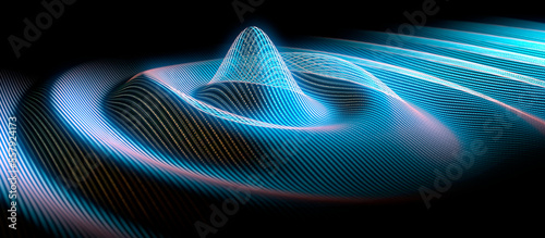 Waves in a digital binary code structure - 3D illustration