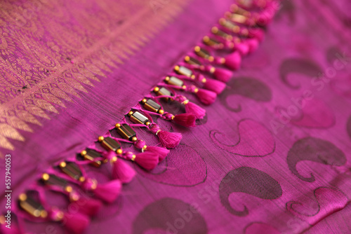 Indian Traditional Silk Saree with pallu knots 