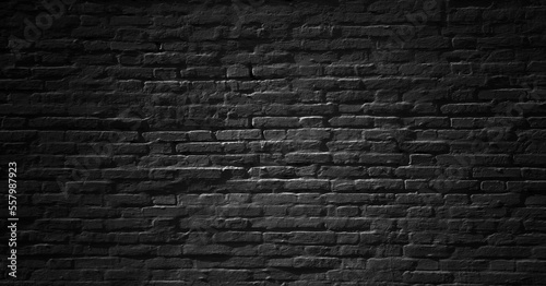 Urban black street brick wall background or texture