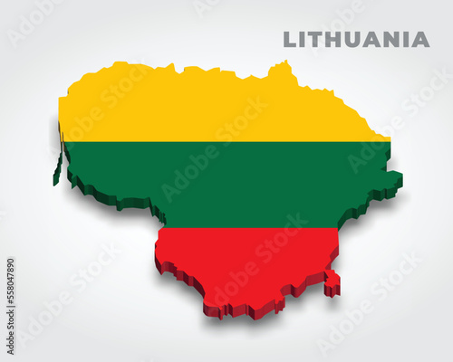 3d map of Lithuania with flag