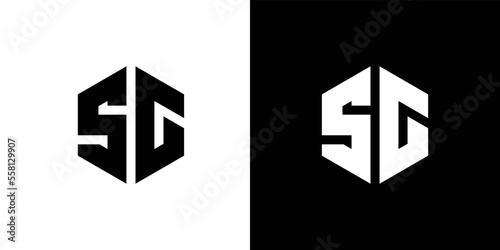Letter S G Polygon, Hexagonal Minimal and Trendy Professional Logo Design On Black And White Background