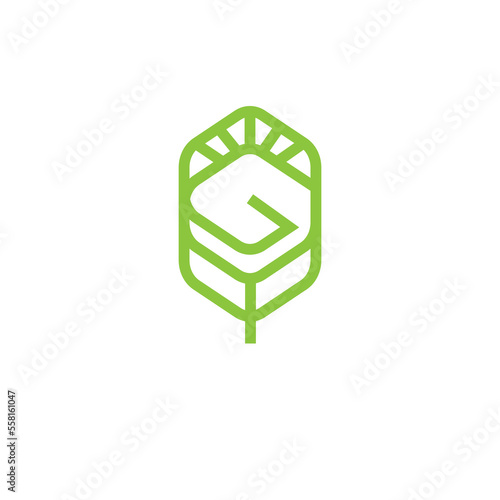 eco logo, bibit daun hijau, tumbuh tanaman. Konsep reka bentuk abstrak untuk tema teknologi eko. Ikon ekologi.
