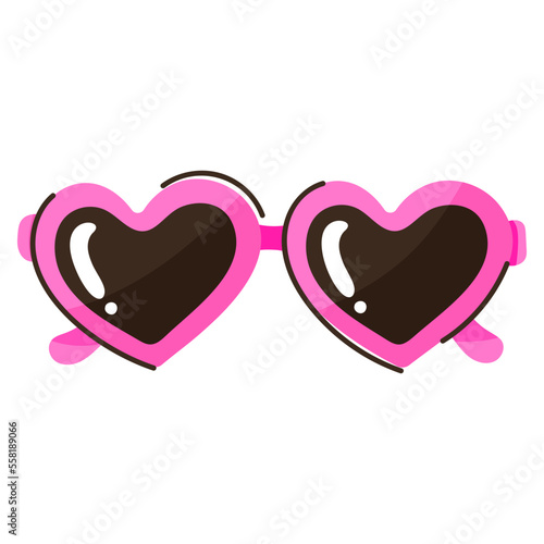 An eye catchy flat doodle icon of heart glasses 