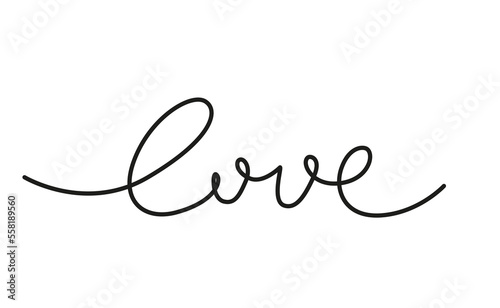 Love. Word love lettering beautiful inscription. Calligraphy love for postcard, sticker, logo