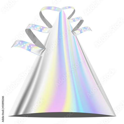 hologramowa czapeczka urodzinowa mieniąca w kolorach tęczny na przyjęcie lub urodziny, karnawał