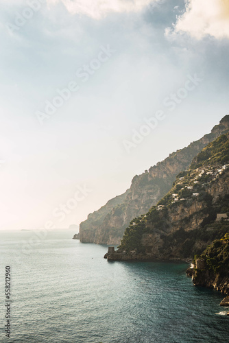 mountains with white houses of the amalfi coast of italy