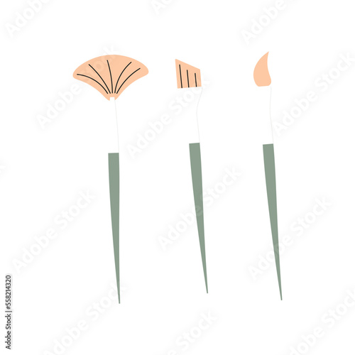 Paintbrush in flat style on white background. School vector icon. Hobby concept.
