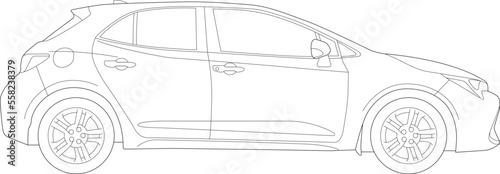 Vehicle Car Silhouette Outlined, Hatchback Illustration Wireframe