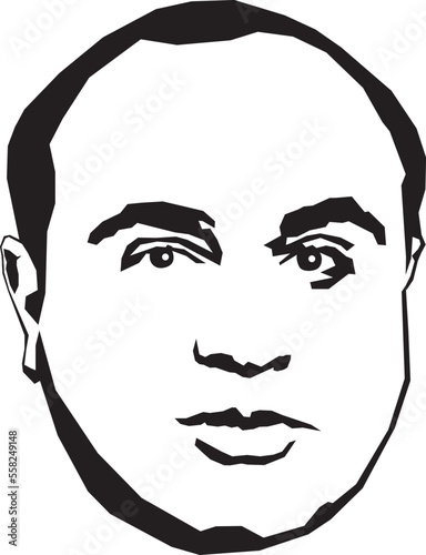 Alphonse Gabriel Capone, known as Al Capone, American gangster, 1899 - 1947, Stylized Black and White Vector Illustration